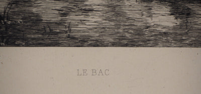 Jules-Jacques VEYRASSAT : Le bac - Gravure (détail)