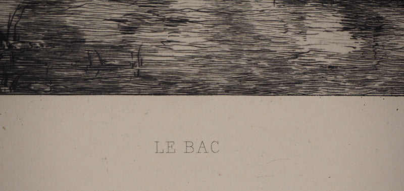 Jules-Jacques VEYRASSAT : Le bac - Gravure (détail)