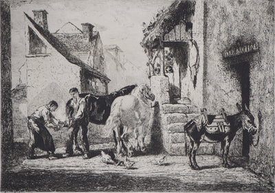 Jules-Jacques VEYRASSAT : Un maréchal à Moret - Gravure
