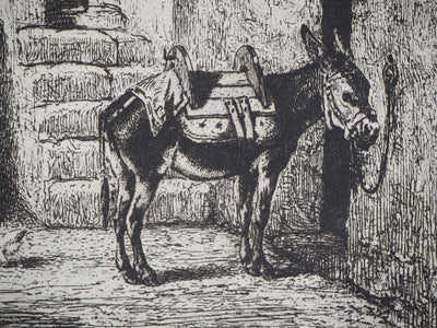 Jules-Jacques VEYRASSAT : Un maréchal à Moret - Gravure (détail)