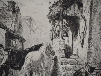 Jules-Jacques VEYRASSAT : Un maréchal à Moret - Gravure (détail)