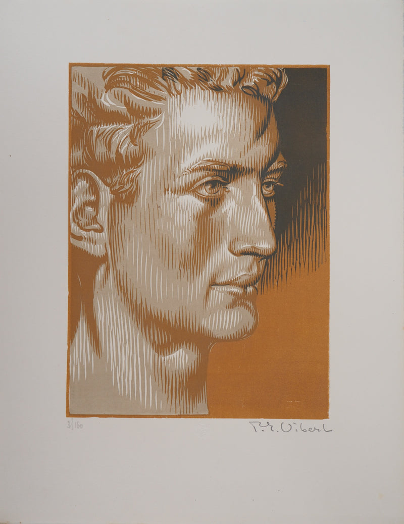 Pierre Eugène VIBERT : Portrait de Jean-Paul, 1926 - Gravure sur bois (détail)