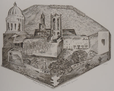 Roger VIEILLARD : Paris : Abbaye Sainte-Geneviève - Gravure