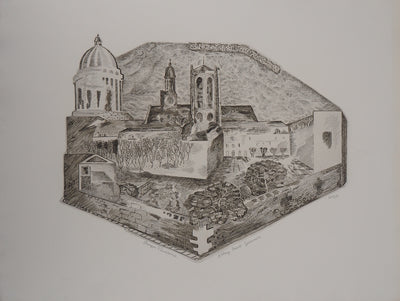 Roger VIEILLARD : Paris : Abbaye Sainte-Geneviève - Gravure (détail)