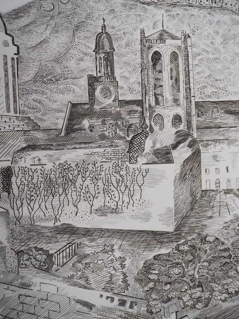 Roger VIEILLARD : Paris : Abbaye Sainte-Geneviève - Gravure (détail)