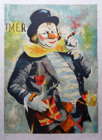 Victor VIKO : Le Clown au cigare - Lithographie