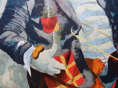 Victor VIKO : Le Clown au cigare - Lithographie (détail)