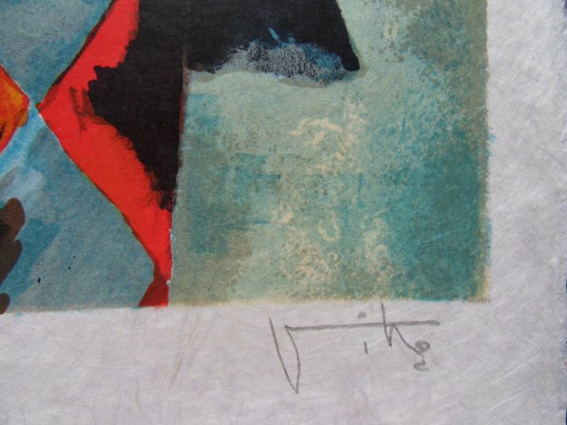 Victor VIKO : Le Clown au cigare - Lithographie (détail)