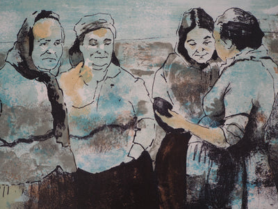 Victor VIKO : Discussion sur le port - Lithographie (détail)