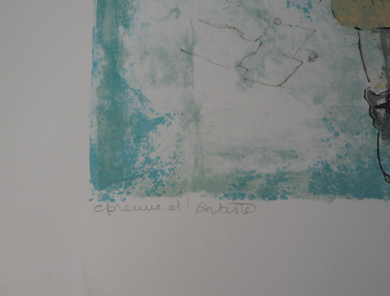 Victor VIKO : Discussion sur le port - Lithographie (détail)