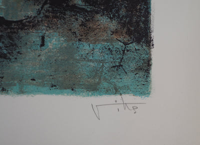 Victor VIKO : Discussion sur le port - Lithographie (détail)