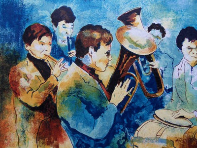 Victor VIKO : L'orchestre - Lithographie (détail)