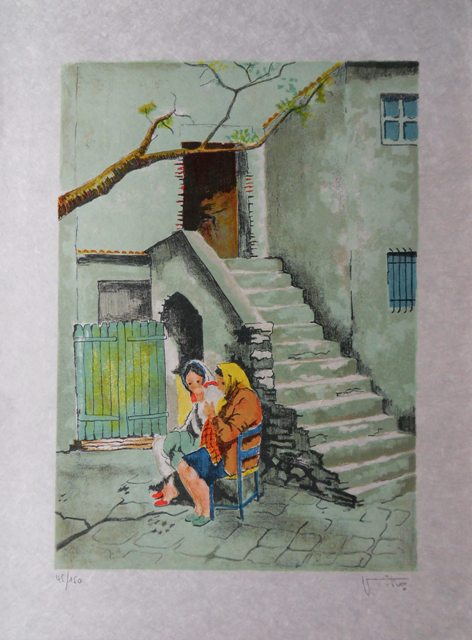 Victor VIKO : Les vieilles dames - Lithographie