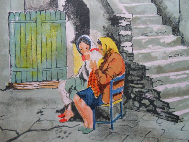 Victor VIKO : Les vieilles dames - Lithographie (détail)