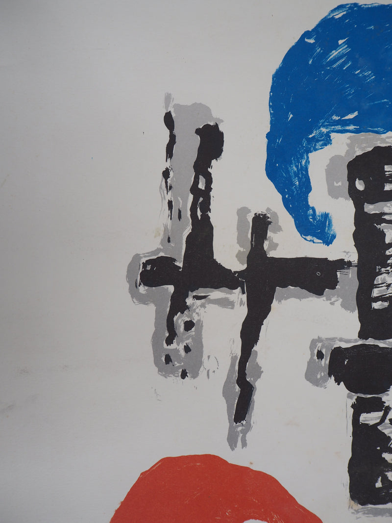 Jean VILLERI : Composition bleue et rouge, 1969 - Affiche (détail)
