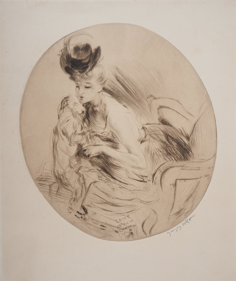 Jacques VILLON : La Dame au Chien, 1905 - Gravure