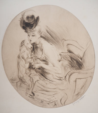 Jacques VILLON : La Dame au Chien, 1905 - Gravure (détail)