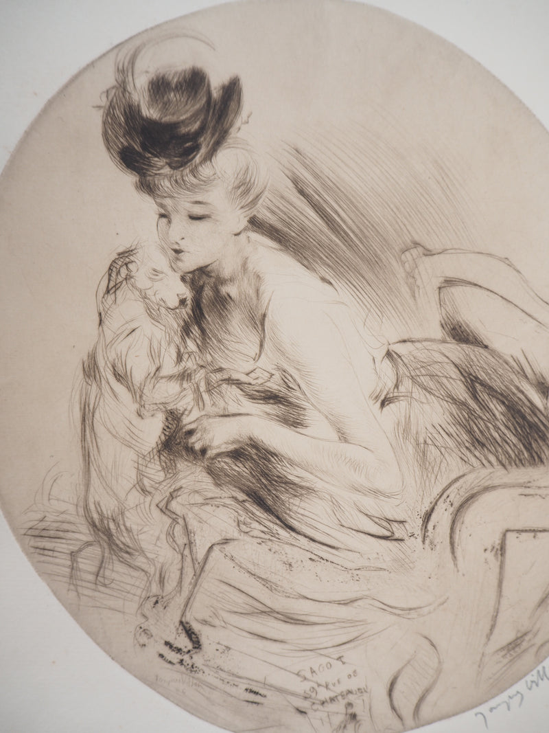 Jacques VILLON : La Dame au Chien, 1905 - Gravure (détail)
