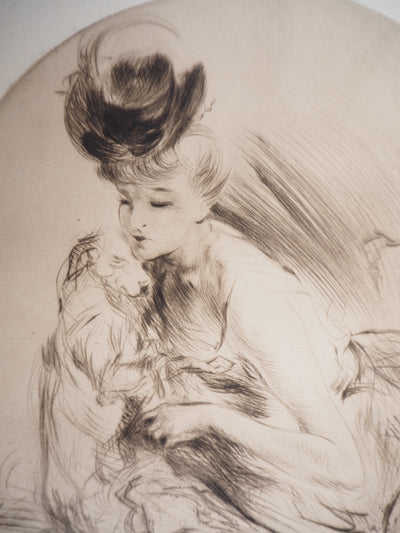 Jacques VILLON : La Dame au Chien, 1905 - Gravure (détail)