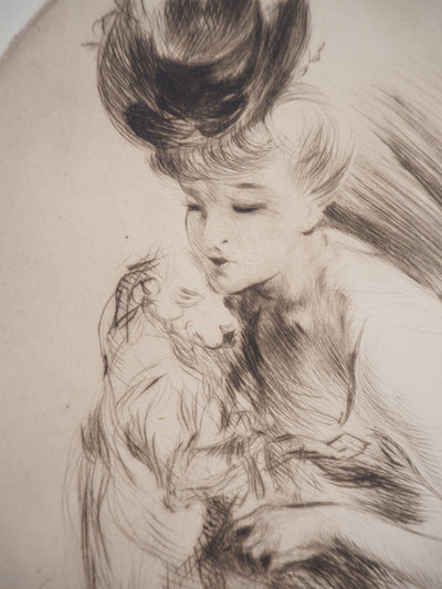 Jacques VILLON : La Dame au Chien, 1905 - Gravure (détail)
