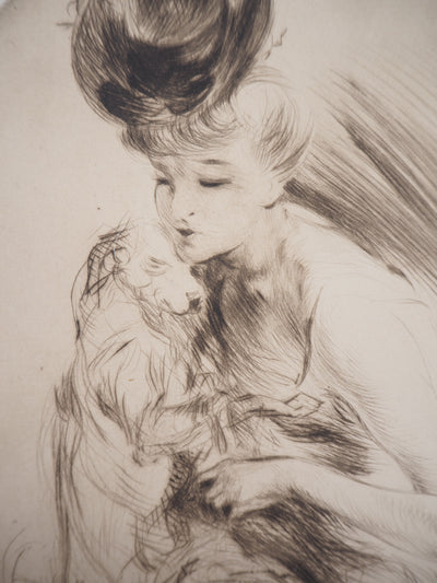 Jacques VILLON : La Dame au Chien, 1905 - Gravure (détail)
