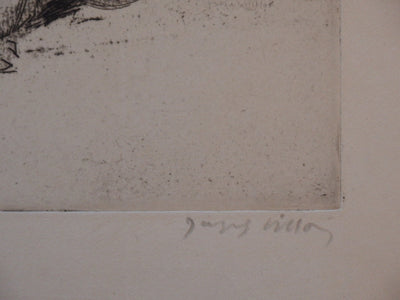 Jacques VILLON : Minne et les chats buvant (1907) - Gravure (détail)