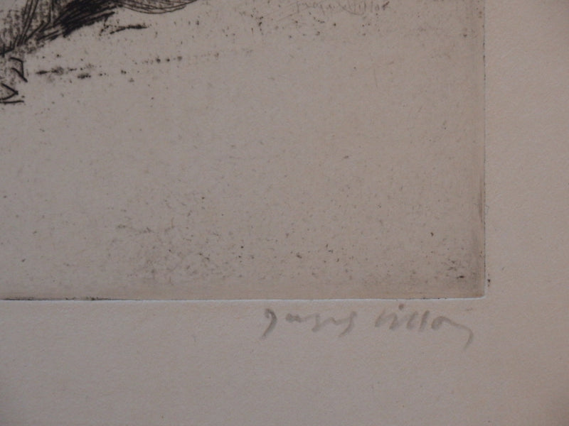 Jacques VILLON : Minne et les chats buvant (1907) - Gravure (détail)
