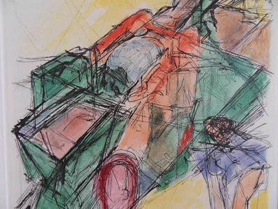 Jacques VILLON : Passage d'un chariot - Lithographie
