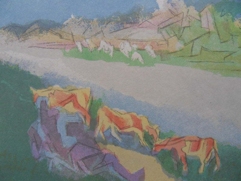 Jacques VILLON : La propriété de Virgile sur les bords du Mincio - Lithographie (détail)