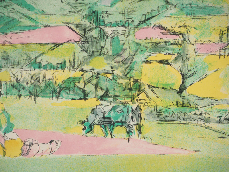 Jacques VILLON : Scène pastorale - Lithographie (détail)