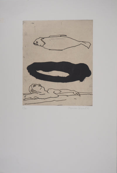 François VINCENT : Bain de minuit, 1995 - Gravure (détail)