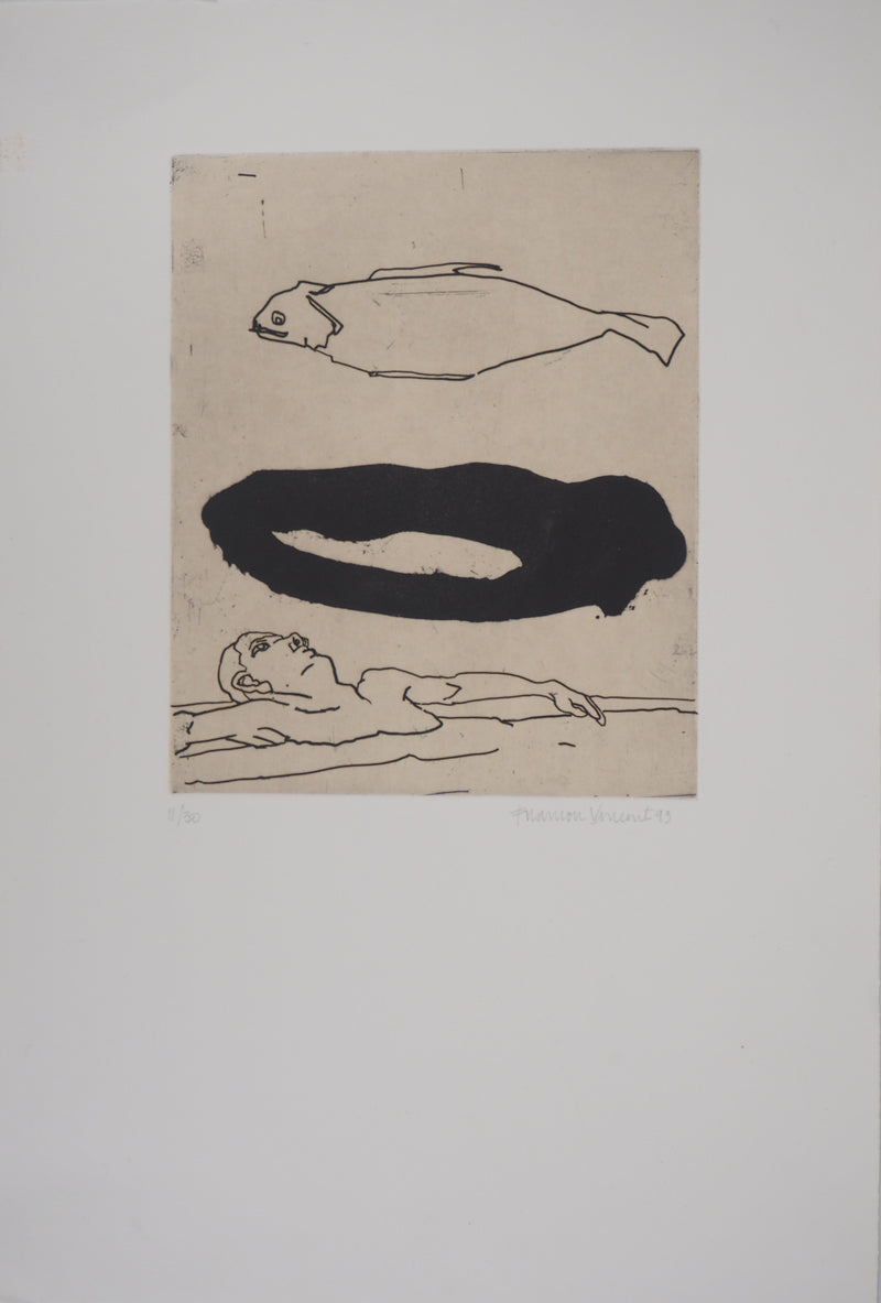 François VINCENT : Bain de minuit, 1995 - Gravure (détail)