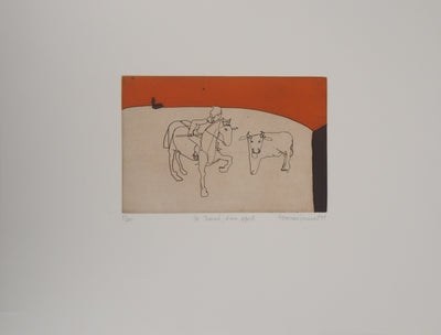 François VINCENT : Corrida : Le travail d'un expert, 1995 - Gravure (détail)