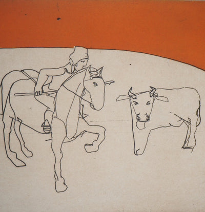 François VINCENT : Corrida : Le travail d'un expert, 1995 - Gravure (détail)