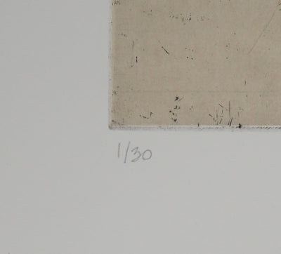 François VINCENT : Homme et tête de poisson, 1993 - Gravure (détail)