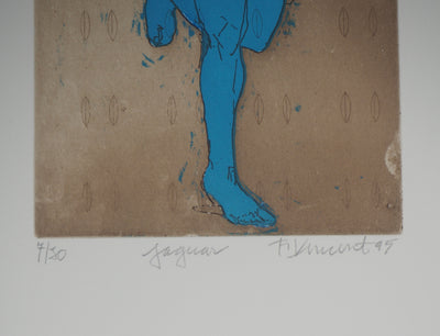 François VINCENT : Le Jaguar, 1995 - Gravure (détail)