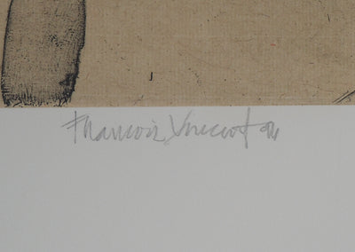François VINCENT : Le sourcier, 1994  - Gravure (détail)