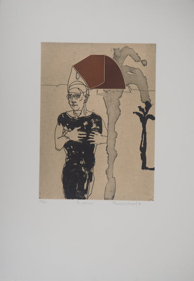 François VINCENT : Le sourcier, 1994  - Gravure (détail)