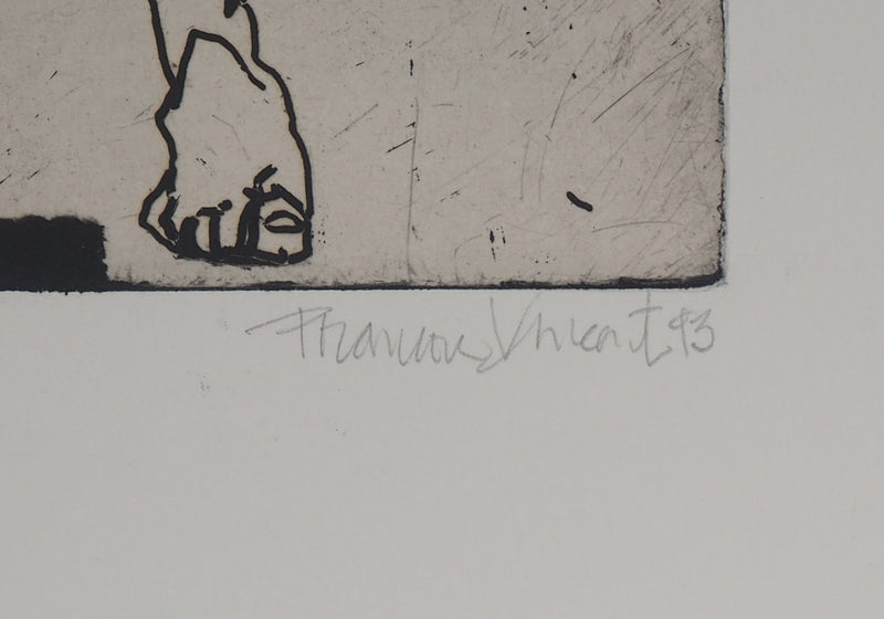 François VINCENT : Vitesse, hommage à la course, 1993 - Gravure (détail)