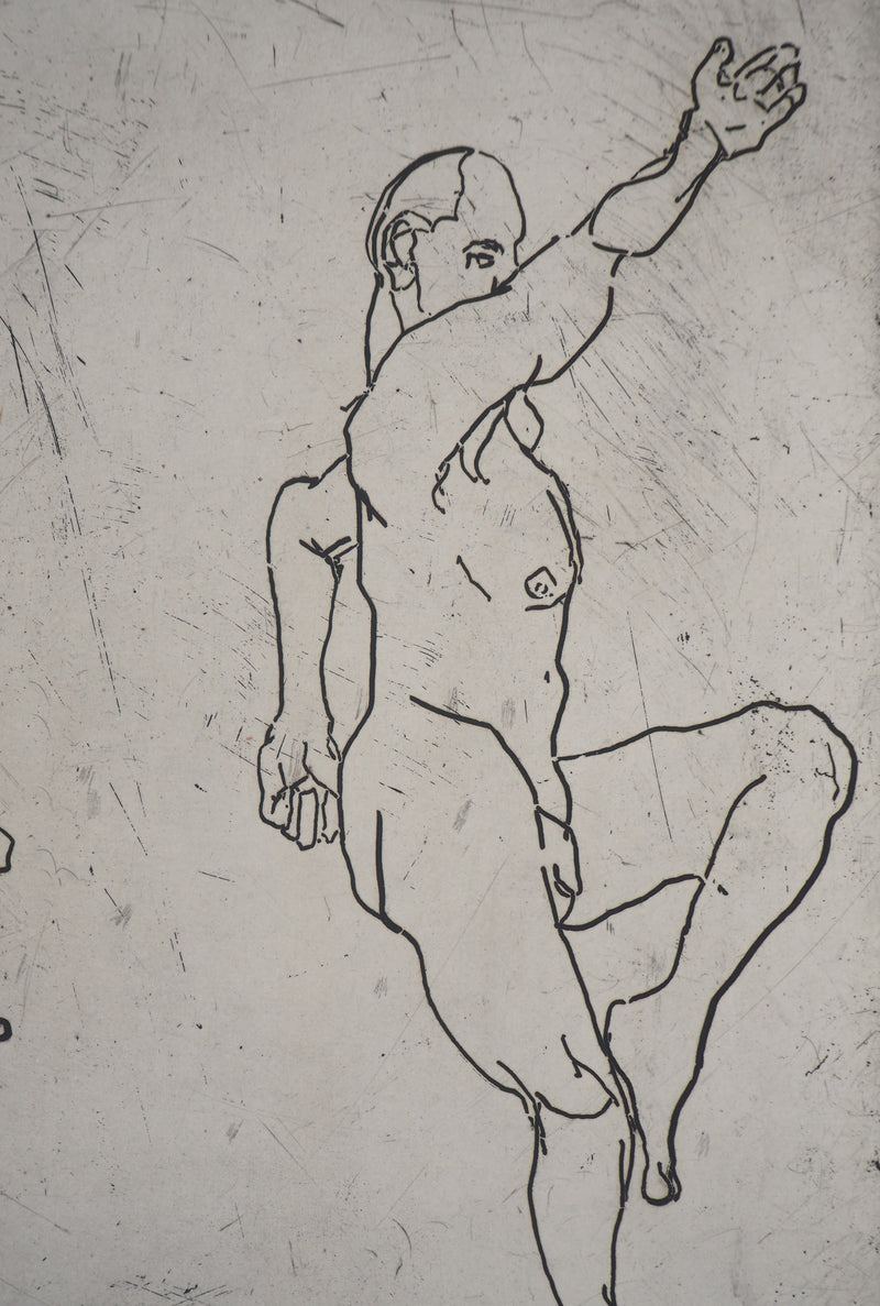 François VINCENT : Vitesse, hommage à la course, 1993 - Gravure (détail)