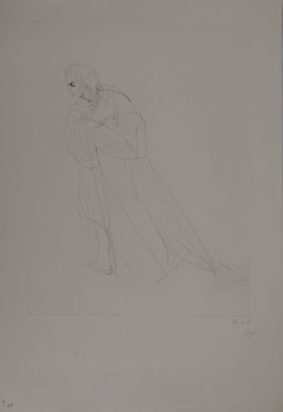 Ilse VOIGT : Danseur au dos courbé - Gravure (détail)