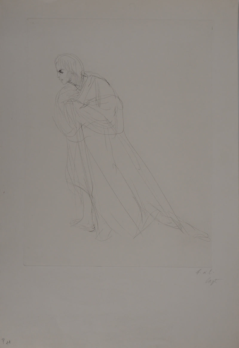 Ilse VOIGT : Danseur au dos courbé - Gravure (détail)
