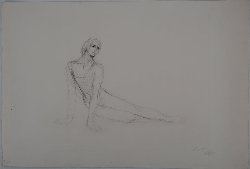 Ilse VOIGT : Danseuse assise - Gravure