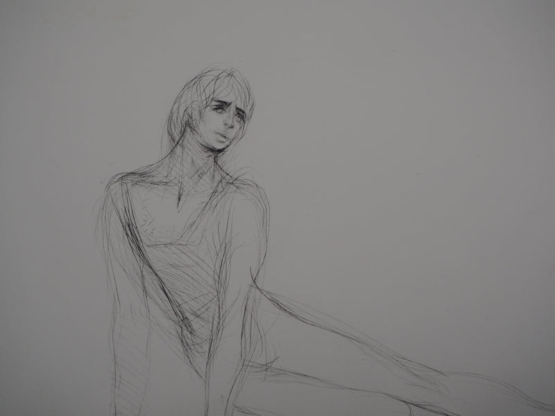 Ilse VOIGT : Danseuse assise - Gravure (détail)