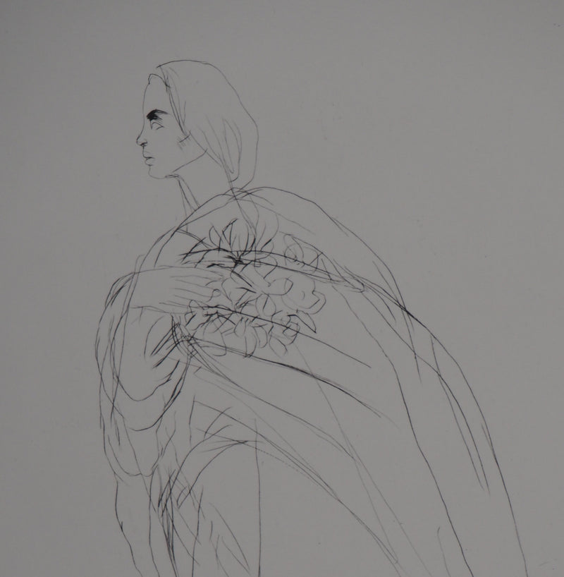 Ilse VOIGT : Danseuse au bouquet - Gravure (détail)