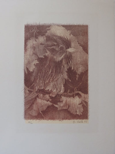 Denise Marie VOITA : L'oiseau des vignes - Lithographie (détail)