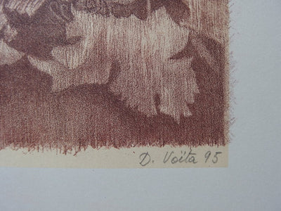 Denise Marie VOITA : L'oiseau des vignes - Lithographie (détail)