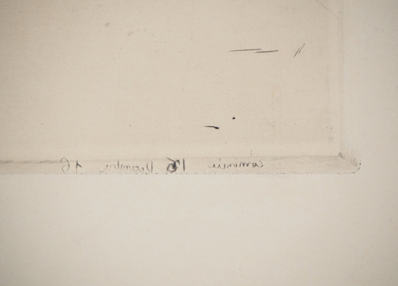Jean VYBOUD : Bretonne en prière - Gravure (détail)