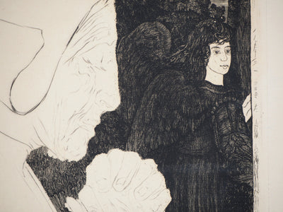 Jean VYBOUD : Bretonne en prière - Gravure (détail)