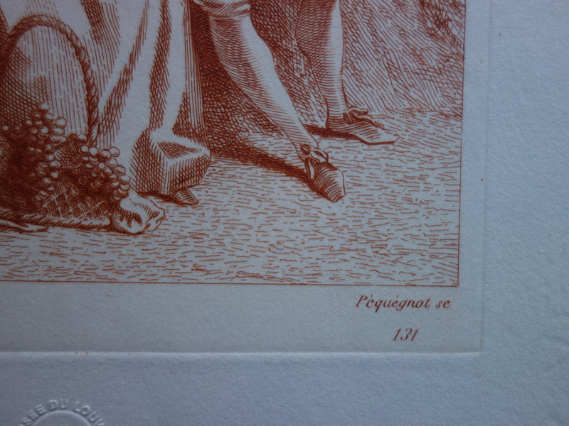 Antoine WATTEAU : Scène champêtre en forêt - Gravure (détail)